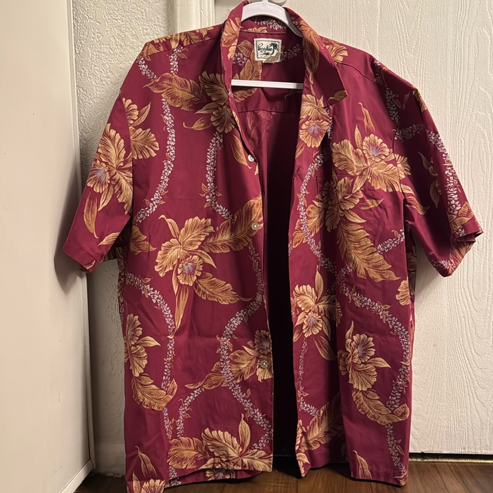 Vintage Paradise Style Hawaii Men’s XL Red Hawaiian Shirt